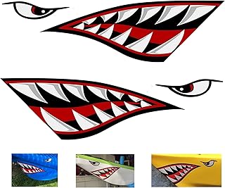 Alemon Shark Teeth Mouth Reflective Decals Graphics Sticker Fishing Boat Canoe Car Truck Kayak Decals Accessories,14.8 x 5.0 inches product image