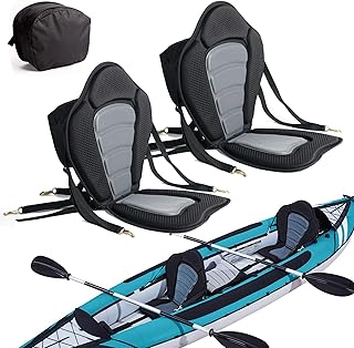 2 Pack of Kayak Seat Deluxe Padded Canoe Backrest Seat Sit On Top Cushioned Back Support SUP Paddle Board Seats with Detachable Storage Bag 4 Adjustable Straps for Kayaking Canoeing Rafting Fishing product image