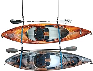 Pelican Double Kayak Storage Strap System - for Indoor and Outdoor Kayak and SUP Paddle Board Hangers - Comes with Paddle Clips - Black/Turquoise product image
