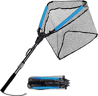 PLUSINNO Fishing Net Fish Floating Landing Net, Kayak Nets with Fixed Foldable Telescopic Pole Handle, Bass Trout Fishing Nets with Nylon Mesh for Pond Lake River, Fishing Gear Gifts for Men Anglers product image