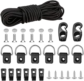 CLIO Kayak Deck Rigging Kit 8 Feet Bungee Cord with Bungee Cord Ends Hooks and Fishing D-Ring with 304 M6 Screw and 6 J-Hooks for Kayak Boat Canoe Outfitting Fishing Camping Kit product image