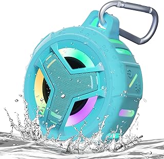 EBODA Waterproof Bluetooth Shower Speaker, IPX7 Floating Portable Wireless Small Speakers, 24H Playtime with RGB Light for Kayak, Beach, Pool Accessories, Gifts for unisex -Sky Blue product image