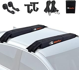 MeeFar Universal Car Soft Roof Rack Pads Luggage Carrier System for Kayak Surfboard SUP Canoe Include 2 Heavy Duty Tie Down Straps, 2 Tie Down Rope, 2 Quick Loop Strap and Storage Bag product image