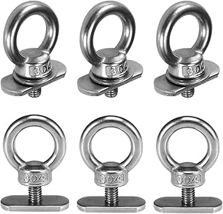 6 Packs Stainless Steel Kayak Track Mount Tie Down Eyelet Rail for Kayak Canoe Boat Bungee Cord or Ropes product image