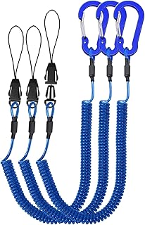 Coiled Lanyards with Carabiner, Ring and Quick Release Detachable Buckle for Fishing Equipment Keys, Cards, Tools product image