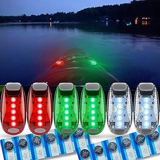 6pcs Navigation Lights for Boats Kayak, LED Safety Light, 3 Types Flashing Mode, Easy Clip-On Kit for Boat Bow, Stern, Mast, Paddles, Pontoon, Kayaking Accessories, Yacht, 12PCS Extra Batteries product image