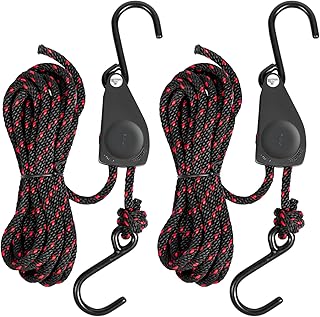 2PCS Kayak Tie Downs Straps, 1/4" x 12ft Adjustable Tie Down Straps Canoe Bow and Stern Tie Down Strap,Heavy Duty Tie Downs Hanger Kayak Accessories product image