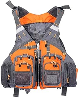 JKSPORTS Fly Fishing Vest - Fishing Safety Life Jacket for Swimming, Sailing, Boating, Kayak - Floating Multifunction Breathable Backpack for Men and Women - Adjustable, Grey/Green/Red/Blue product image