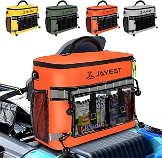 Kayak Cooler Behind Seat - Waterproof Cooler Bag Compatible with Lawn-Chair Seat Kayak，Kayak Accessories Camping Cooler, Portable Ice Chest for Fishing, Beach,Picnic, Trips (Orange, Medium) product image