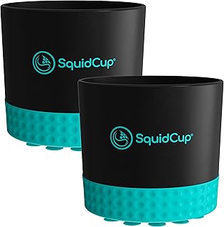 Non-Tipping, Anti-Spill Cup Holder for Boats, Kayaks, SUPs, RVs, Fishing & Camping | Universal 12–30 oz Fit | BPA-Free, Optional SquidDisk Mount Included for Textured Surfaces (Black/Teal) product image