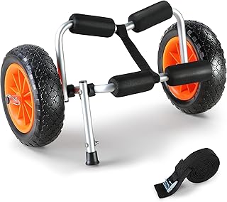 VEVOR Kayak Cart, 250lbs Load Capacity, Foldable Kayak Dolly Aluminum Kayak Wheels with 10'' Solid Tires for Kayaks Carrier Canoes Paddleboard Kayak Trolley Float Mats Jon Boats product image