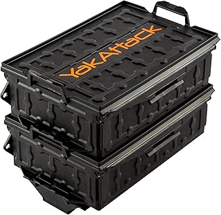 YakAttack TracPak Black Combo Kit – 2 Stackable Kayak Tackle Boxes With Track Mount Quick Release Base | Space-Saving Fishing Storage | Fits MightyMount GearTrac Rail Systems | Compact Kayaking Box product image