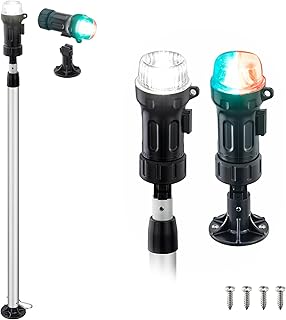 Battery Navigation Lights for Boats,Telescoping Boat Lights Bow and Stern,3AAA Battery Operated,30-52.4 Inches,Fixed Base,for Kayak,Boats product image