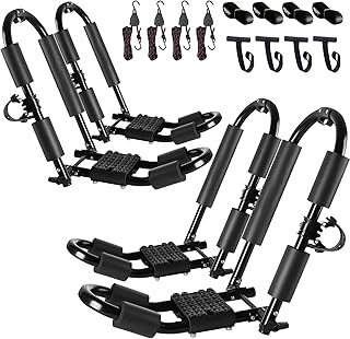 FORWODE Premium Kayak Roof Rack, 2 Pair J-Bar Roof Rack, Folding Adjustable Rack, Heavy Duty Kayak Roof Carrier 2 Kayak, Canoe, SUV, Surfboard on SUV, Car and Truck Crossbar product image