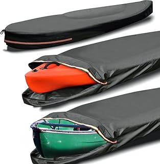 Kayak Cover 9ft 600D Tear Resistant Trailerable Kayak Covers for Outdoor Storage, Waterproof & UV-Proof Heavy Duty Canoe Cover for Indoor/Outdoor Storage(Grey) Fit 8-10ft Kayak Storage product image