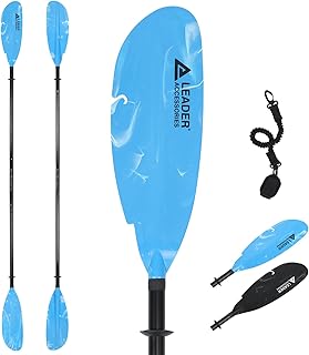 Leader Accessories Adjustable Kayak Paddle Boat Oar: Kayak Canoe Paddles 90-98 inch/230-250cm - Aluminum Floating Kayaking Fishing Oars with Paddle Leash for Adults Youth product image