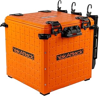 YakAttack BlackPak Pro 13" x 13" Fishing Crate with 3 Rod Holders - Orange | Compact Tackle Storage Box & Gear Organizer for Kayaks | Lightweight, Durable & Customizable Marine Accessory | Made in USA product image