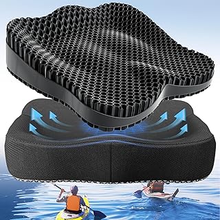 Extra Thicker Kayak Seat Cushion, Waterproof Kayak Gel Seat Cushion for Long Sitting Coccyx Sciatica Pain Relief Boat Cushion Kayak Accessories Pad for Fishing Canoe Rowing Stadium product image