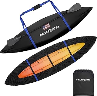 NEVERLAND 600D Waterproof Kayak Cover - Heavy Duty Kayak Covers for Outdoor Storage, UV, Dust & Fade Resistant Kayak Accessories for Kayak, Canoe & SUP, Black, 9.3–10.5 ft product image