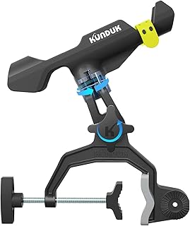 Upgraded Fishing Rod Holder with Button-Lock 360° Dual Rotation,Universal Silicone Strap & Enlarged V-Clamp Fits Round/Square Tubes,Secure Adjustable Boat Fishing Gear for All Rod product image
