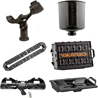 YakAttack Kayak Fishing Starter Pack Bundle | Complete Kayak Accessories Kit with Omega Rod Holder, GridLoc MightyMount XL, TracPak Storage System, Paddle Holder & Cup Holder | Made in USA product image