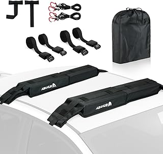 Abahub Soft Roof Rack Pads with 2 Tie Down Straps, 2 Tie Down Ropes, 2 Hood Loops and Storage Bag, for Surfboard, Kayak, Canoe, Heavy Duty Universal Car Roof Racks System product image