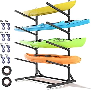 RDCMKL Freestanding Kayak Storage Rack, Heavy Duty Adjustable Stand for Kayaks, SUPs, Paddleboards, Canoes, Weatherproof product image