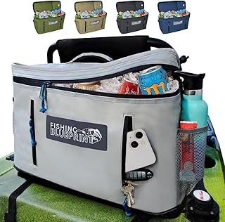Kayak Cooler Behind Seat – Small Portable Cooler Bag for Kayak Seat Storage, Kayak Accessories for Fishing, Kayak Crate, Insulated Soft Sided Cooler Bag for Paddle Board Cooler - Fishing Blueprint product image