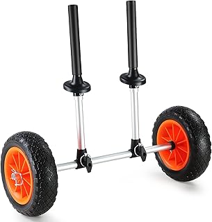 VEVOR Kayak Cart, 280lbs Load Capacity with 10 Inch Solid Tires, Heavy Duty Detachable Canoe Trolley Cart with Adjustable Width & Top Foam Protection, for Kayaks with Drain Holes of 2.54cm and Above product image