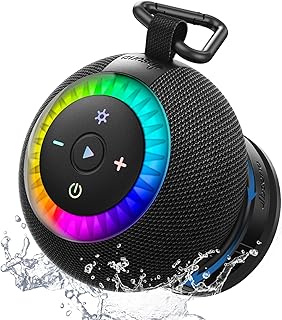 Shower Speaker Bluetooth Waterproof Portable: 360° Surround Sound, IPX7 Suction Cup Removable with Vacuum Exhaust Knob, 2 IN1, RGB Lights, BT5.4, TWS, Pool/Beach/Kayak, Gifts for Adults Teens-Black product image
