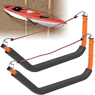 26" Kayak Wall Mount Storage Rack With Foam Padded, 150lb Weight Capacity Kayak Holder Accessories With Elastic Rope, Kayak Hooks For Outdoor Storage，Garage Wall，Hanging，Dock，Canoe Hanger product image