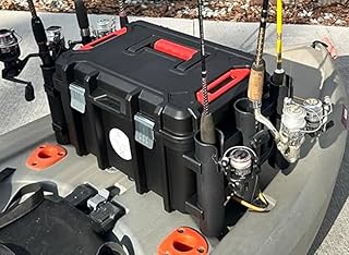 Kayak Fishing Crate - 6 Integrated Rod Pole Holders, Tackle Box Accessory Storage Area and Tray with Lockable Lid - No Assembly Required! product image