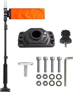 Tavaray Kayak Lights With Orange Flag Pole Kit, 360° Led White Boat Lights, 55.5" Height Battery Powered Navigation Light for Night Kayaking Fishing Paddling, Kayak Accessories product image