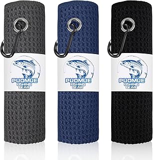 3 Pack Microfiber Fishing Towels with Clip, 16" X 16", Waffle Pattern for Effective Cleaning of Fishing Gears or Dirty Hands, Perfect for Camping Towels and Hiking Towles product image