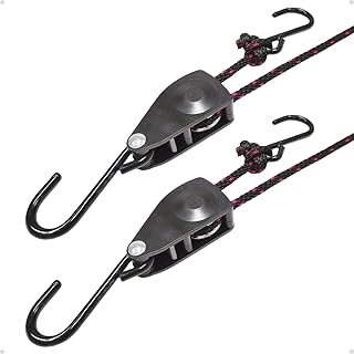 1/4" Adjustable Tie Down Ratchet: 2 Pack of Durable Rope Adjuster - Mini Ratchet Straps for Truck Roof Racks product image