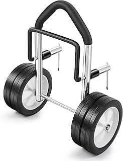 Boat Dolly Canoe and Fishing Boat, Heavy-Duty Chrome-Plated Steel Boat Carrier Cart with Dual Wheels, Adjustable Clamp(Fit Transoms up to 3" Thickness) product image