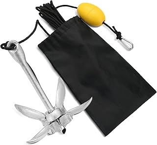 Kayak Anchor Kit, 3.5lbs Folding Kayak Anchor Kit with 40ft Rope, Nylon Storage Bag, 1.5kg Grapnel Boat Anchor Kit for Kayaks, Paddle Boards, Canoes, SUP Boards, Jet Skis & Small Boats product image