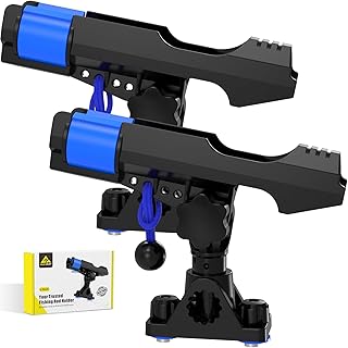 2-in-1 Fishing Rod Holder for Boat Kayak Rod Holder Track Deck Mount, Secure Fishing Pole Holders with Triple Rod Protection, Dual T Bolt, Bungee Cord & Sliding Loop product image