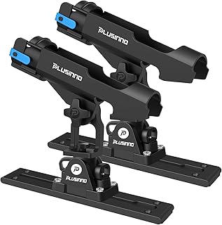 PLUSINNO Kayak Fishing Rod Holder with Tracks, 2 in 1 Fishing Rod Holders for Boat, Kayak Accessories, Fishing Pole Holders for Track Mount / Deck Mount with Fishing Rod Protective Strap, Kayak Rail product image