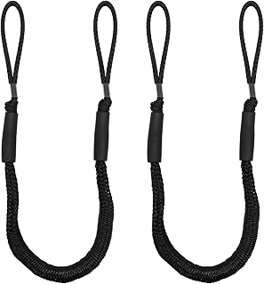 NewDoar 2 Pack Bungee Dock Lines Mooring Rope 2200LBS Boat Dock Anchor Line with Side Foam Floats for Sailboat, PWC, Kayak, Wooden Boat,Surfboard, Watercraft Accessories(4FT,Black) product image