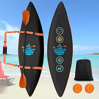 Kayak Cover 600D Canoe Cover for Outdoor Storage Heavy Duty & Waterproof, Fade-Resistant, Fits Paddle Board, SUP, Canoe, and Kayak Boat product image