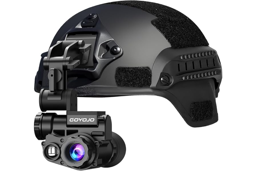 GOYOJO Helmet-Mounted Night Vision Monocular - 1080P HD, 3X Digital Zoom & 1X Optical, IP66 Waterproof NVG Built-in Digital Compass for Airsoft, Hunting, Camping (Equipped with Fast Helmet) product image
