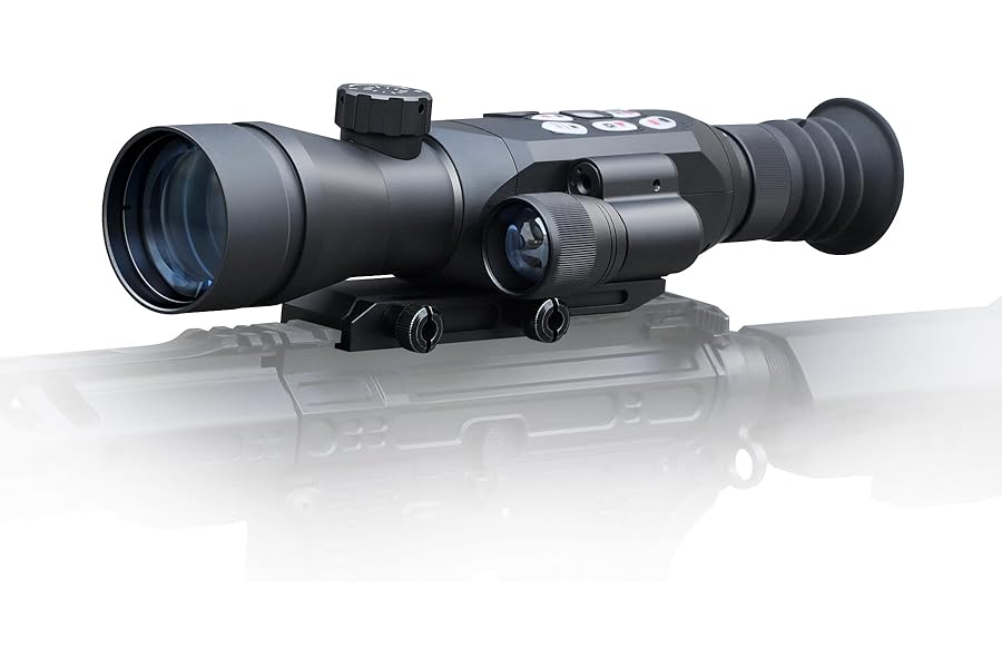 Night Vision Rifle Scope for Hunting Infrared Digital 60mm Lens IP66 Zoom 4.6-18x (WiFi) App Ballistic Calculator Range Finder,Easy Zeroing 940nm Invisible IR wavelight,Outdoor Rifle Hunting Scopes product image