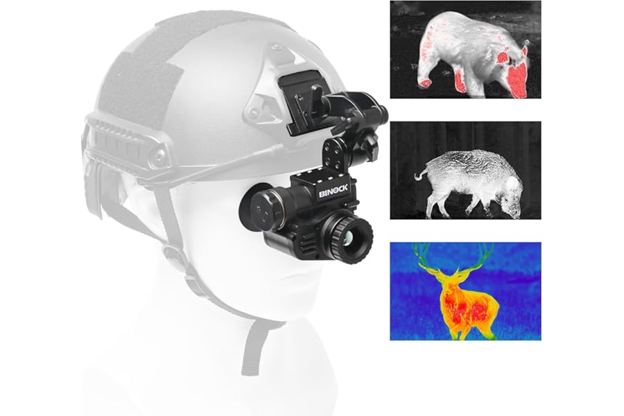 BINOCK BTI10 Helmet Thermal Imaging Goggles, 15 mm Lens Night Vision Scope with 384x288 Matrix, 800m Person Recognition, 1500m Car Recognition Head Mounted Thermal Monocular for Camping Hunting product image