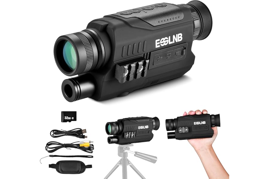 ESSLNB Night Vision Monocular, 6x32 Night Vision Infrared Monocular, Portable Digital Night Vision Scopes for Day & Night Camping, Surveillance, 1080P Full HD Photo & Video product image
