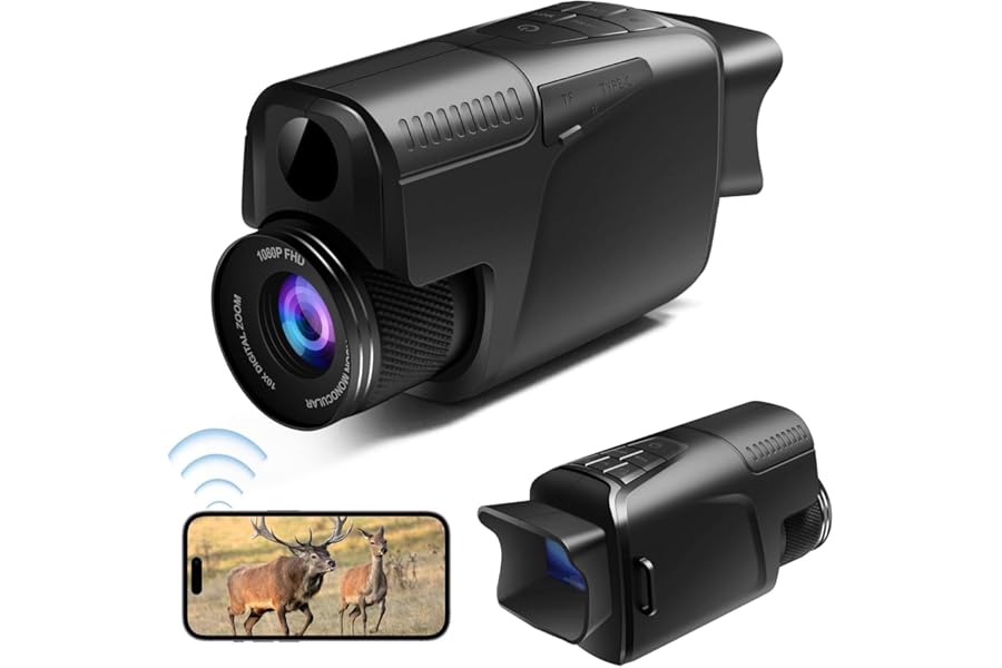 Night Vision Monocular with 850NM Infrared Illuminator, 10x Digital Zoom, 4000mAh Rechargeable Night Vision Goggles, for Adults Hunting and Camping product image