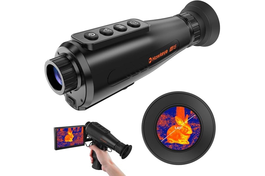 Portable Thermal Monocular for Hunting,384x288 Ai15 Night Vision Monocular,1.43" Large AMOLED Display,Thermal Night Vision with Wi-Fi Hotspot/STA/MIC,12hrs+ Battery Powers product image