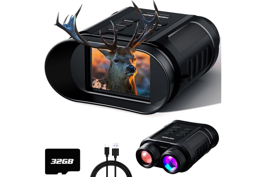 Night Vision Goggles - 4K 5W Night Vision Binoculars with 8X Digital Zoom, Clear Visibility in Darkness, Save Photos & Videos with 32GB TF Card (Flash Black) product image
