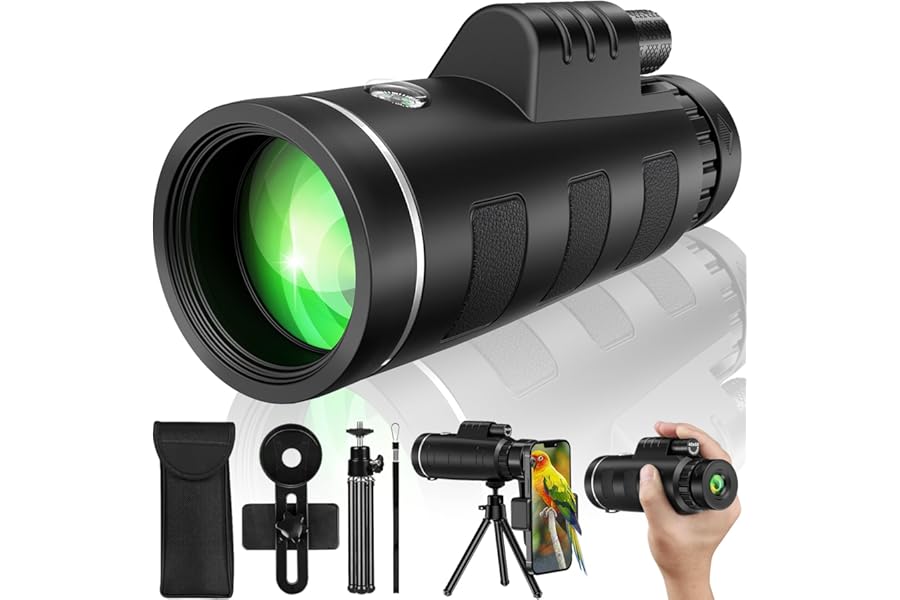 Monocular Telescope 40x60 with Smartphone Adapter, Telescope for Adults High Powered, Monocular for Adults, Compact Low Light Vision for Wildlife, Hunting, Camping, Travel &Outdoor Adventures product image