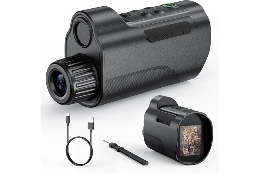 Handheld Night Vision Monocular with 2" HD Screen - 800M Detection Range, 5W IR, 10X Zoom for Camping Hunting & Wildlife Observation, Includes Compass & Supports TF Card product image